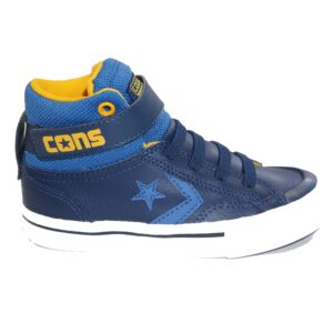 Converse hoog leer blauw geel