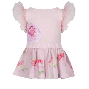 Lapin jurk top ruche rozen