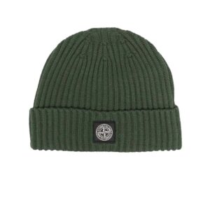 Stone muts etiket legergroen