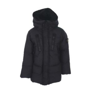 Stone puffer jacket cap logo